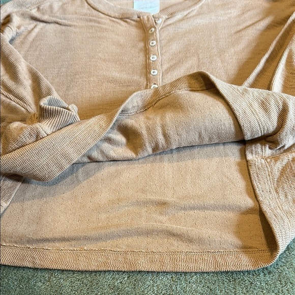 Aerie Tan Ribbed Button-Up Top - Picture 6 of 7